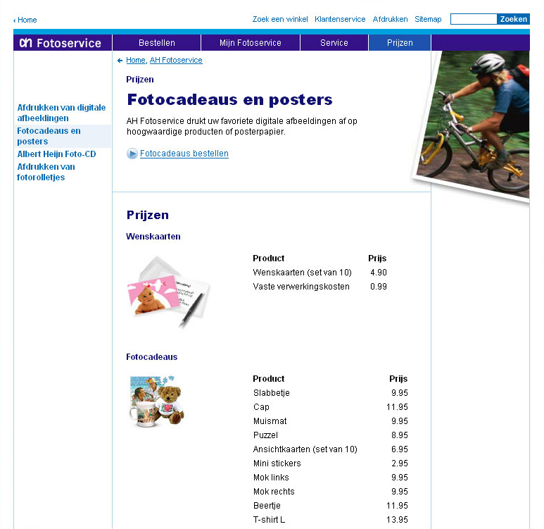 Fotoservice prijzenoverzicht